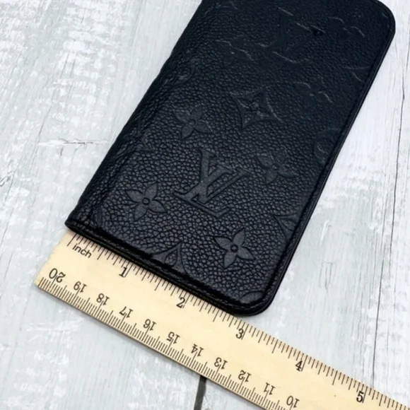 Louis Vuitton Black Leather Mono Folio Case Fits Most I Phones - Picture 8 of 9